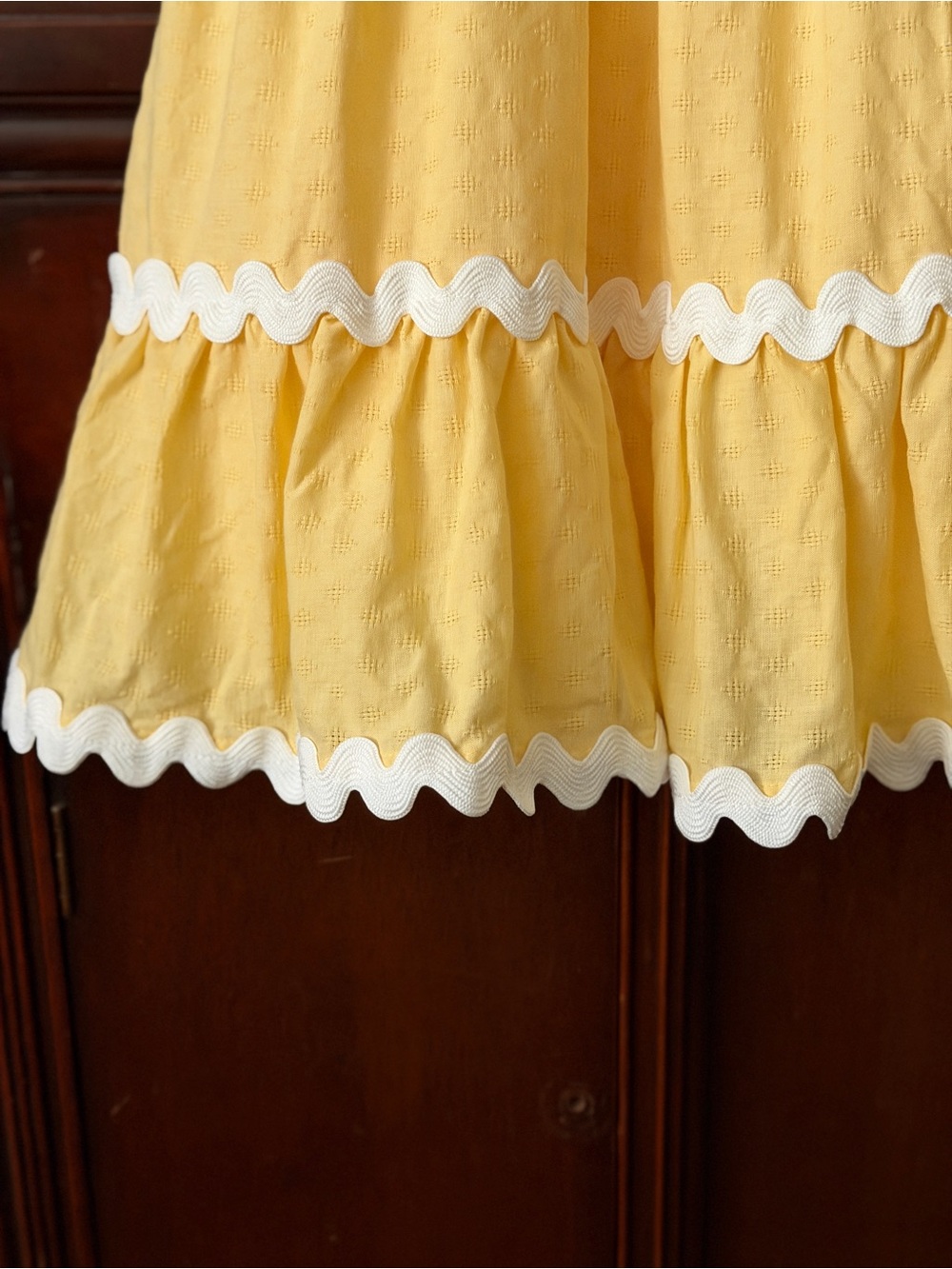 Girls Yellow Sundress with White Rickrack Trim - Picture 4 of 13